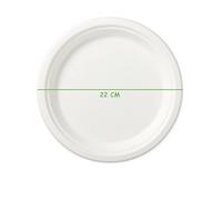 SHOBI Piatto Piano Tondo in polpa di Cellulosa interamente Biodegradabile e Compostabile Usa e Getta (50, Ø 22 Cm)