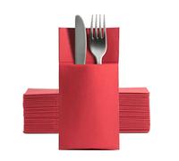 Shobi Tovaglioli portaposate 40x30 cm Tasca effetto stoffa in Pura cellulosa Biodegradabile e Compostabile (Rosso, 50)