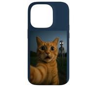 Shocked Cat Selfie Alien on the Back Funny for Boys Girls Custodia per iPhone 14 Pro