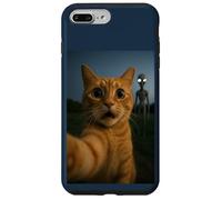 Shocked Cat Selfie Alien on the Back Funny for Boys Girls Custodia per iPhone 7 Plus/8 Plus