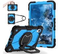 Shockproof Case for Lenovo Tab M11 11'' TB330FU / Xiaoxin Pad 11 2024 TB331FC, Heavy-Duty Protective Cover with Rotating Kickstand, Foldable Handle, Shoulder Strap, Pen Holder(Black Blue)