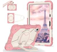 Shockproof Case for Lenovo Tab M11 11'' TB330FU / Xiaoxin Pad 11 2024 TB331FC, Heavy-Duty Protective Cover with Rotating Kickstand, Foldable Handle, Shoulder Strap, Pen Holder(Rose Gold)