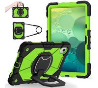Shockproof Case for Lenovo Tab M11 11'' TB330FU / Xiaoxin Pad 11 2024 TB331FC, Heavy-Duty Protective Cover with Rotating Kickstand, Foldable Handle, Shoulder Strap, Pen Holder(Black Green)
