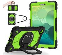 Shockproof Case for Lenovo Tab One 8.7 inch 2025 / Tab K9 (TB305FU), Heavy-Duty Protective Cover with Rotating Kickstand, Foldable Handle, Shoulder Strap, Pen Holder(Black Green)