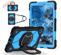 Shockproof Case for Lenovo Tab One 8.7 inch 2025 / Tab K9 (TB305FU), Heavy-Duty Protective Cover with Rotating Kickstand, Foldable Handle, Shoulder Strap, Pen Holder(Black Blue)