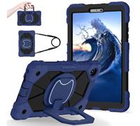 Shockproof Case for Lenovo Tab One 8.7 inch 2025 / Tab K9 (TB305FU), Heavy-Duty Protective Cover with Rotating Kickstand, Foldable Handle, Shoulder Strap, Pen Holder(Deep Blue)
