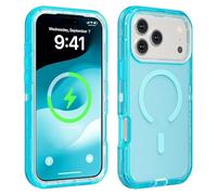 Shockproof Clear Magnetic Phone Case for iPhone 17 16 15 14 13 Pro Max, Strong Magnetic Lock, Anti-Yellowing & 360° Protection (Blue,13ProMax)