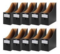Shodiffy Portariviste in Carta Kraft, 10 Pezzi Cartella File stile Semplice Riempimento Rack Box Paperwork Organizer Portapenne Desktop Stationery per Ufficio,Facile Conservazione (Nero)