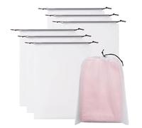Shoe Bag, Transparent Drawstring Backpack, 6 Piece Clear Organizer Set, 7.87x7.87x0.79 Inches Large Portable Pouch, Travel-Friendly Design, for Women Teen Suitcase Train