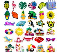Shoe Charms Crocs, accessorio per bambini, scarpe da giardino con animali e cartoni animati, decorazione per scarpe, charm, per scarpe, bracciale, sandali per compleanno, festa (set da 24 pezzi
