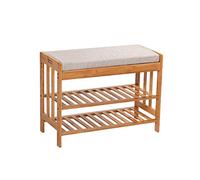 Shoe Rack Entrance Hall Entrance Shoe Bench Simple Household Two-Layer Shoe Rack Linen Mat (2 colori) Space-Saving Shoe Rack (Colore: Brown, Size : Large) (Natural Small)