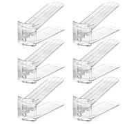 Shoe Slot Organizer, 6-Piece Adjustable Shoe Risers, Stackable Double-Layer Non-Slip Holders for Closet Shelf Garage Entryway Door Wall Bed Dorm Shoes Storage and Space Saving Solution