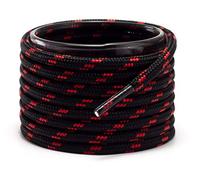 Shoemate Thick Round Boot Shoelaces for Hiking Shoes, Walking and Work Boots, Shoe Strings, 02 nero/rosso, 56"(142cm)