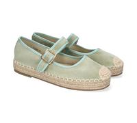 shoes&blues.es Espadrillas Ballerine da Donna in Juta, Design Moderno con Punta Ricamata e Chiusura con Fibbia per Una Calzata Comoda, Ideali per la Primavera-Estate. Verde Talla 40