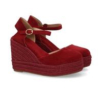 shoes&blues.es Espadrillas da Donna con Zeppa e Plateau, Punta e Tallone Chiusi, Chiusura con Fibbia alla Caviglia, Zeppa Monocolore, Leggera e Comoda in Juta Intrecciata per la Stagione Estiva.