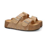 shoes&blues.es Sandalo da donna, comodo ed elegante, con pianta anatomica, design moderno con dettagli metallici e chiusura a fibbia, ideale per la primavera estate., Kaki, 36 EU