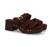 shoes&blues.es Sandalo da donna con borchie e suola in legno, design con diverse strisce sull'Empeine, chiusura a fibbia. Un modello comodo e leggero per la primavera estate., marrone, 39 EU