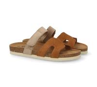 shoes&blues.es Sandalo piatto da donna, comodo ed elegante, con pianta anatomica, suola leggera e chiusura autoaderente. Design a doppia striscia. Ideale per la primavera estate, taupe, 39 EU
