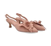 shoes&blues.es Scarpa da donna con tacco medio e design a punta fine. Si distingue per il suo grande dettaglio floreale nella parte anteriore. Chiusura regolabile con fibbia. Tacco basso Comodo., Rosa