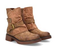 shoes&blues.es Stivale da donna stile biker, stagione ottono invernale. Borchie metalliche e doppio cinturino con fibbia regolabile., marrone, 38 EU