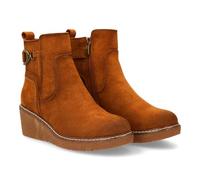 shoes&blues.es Stivaletto da donna con lettino comodo da usare per il giorno a giorno. Ornamento metallico laterale con pedana, chiusura interna a cerniera., cammello, 37 EU