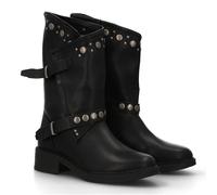 shoes&blues.es Stivali da donna stile urbano con dettagli metallici e borchie. Stampa liscia. Design Otono e Inverno, chiusura a zip e doppia fibbia decorativa., Nero , 38 EU