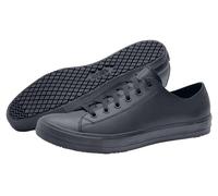 Shoes for Crews Scarpe da lavoro antiscivolo unisex - Scarpe da lavoro comode e antiscivolo per uomini e donne in ristorazione, sanità, vendita al dettaglio e altro - Delray, Nero (pelle), 5 Women/3.5