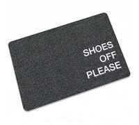 Shoes Off Please Stripes - Zerbino per ingresso per interni ed esterni, per ingresso e interni, 40 x 60 cm, colore: grigio
