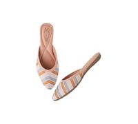 Shoetopia Sabot piatti ricamati per donne e ragazze, Pesca, 4 UK