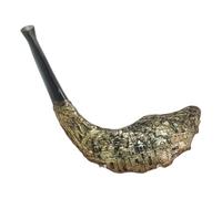 Shofar Jerusalem Old City - Shofar in corno di ariete placcato oro + supporto libero