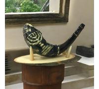 Shofar Ram Horn 3D Kosher 13"-16" Judaica + con supporto in legno - Made in I...