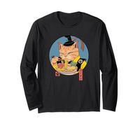 Shogun Ramen Cat Samurai Noodle Anime Art Maglia a Manica