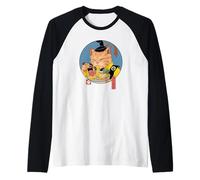 Shogun Ramen Cat Samurai Noodle Anime Art Maglia con Maniche Raglan