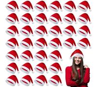 Shojoy Confezione da 36 cappelli di Babbo Natale con polsini bianchi in tessuto non tessuto decorativo cappello da Babbo Natale per feste di Natale, forniture per feste di Natale, prestazioni cosplay