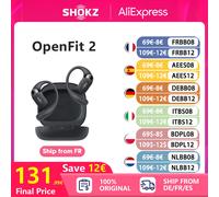 SHOKZ OpenFit 2 T920 Cuffie auricolari aperte Bluetooth 48 ore di riproduzione Ganci per le orecchie Carica rapida IP55 Impermeabile T920 OpenFit 2 Black