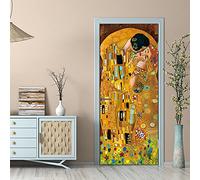 SHOMEY Adesivi per Porte Interne 3D Moderno Il bacio di Klimt 95 x 215 cm Carta Parati per Porte Interne autoadesiva impermeabile decorazione da parete Decorazione della casa