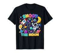 Shoot 4 The Moon 4 Years Old Space Astronaut 4th Birthday Maglietta