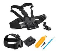 SHOOT 5-in-1 Accessori Kit Corredo per Esterni Obiettivo Testa Belt Strap per GoPro Hero 13/12/11/10/9/8 Hero 7 Nero Argento Bianca/6/5/4 Fusion DBPOWER Apeman Campark WiMiUS YI CAMKONG