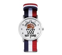 Shoot Hoops Not Guns, orologio al quarzo personalizzato con numeri arabi, orologio da polso con cinturino regolabile per uomo e donna, Stile:, regular, MHXYZHW