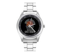Shoot Hoops Not Guns - Orologio da polso al quarzo, in acciaio inox, con numeri arabi, per uomo e donna, Stile:, regular, MHXYZHW