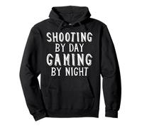 Shooting By Day Gaming By Night Competition Gun Marksman Felpa con Cappuccio