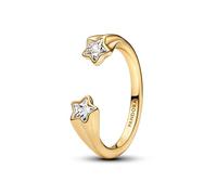 Shooting star 14k gold-plated open ring with clear cubic zirconia