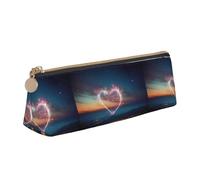 Shooting Star - Custodia in pelle con triangolo e cuore, multifunzionale, per cosmetici e articoli di cancelleria, bianco, Taglia unica, Leggero