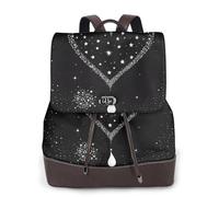 Shooting Star Heart Print Zaino da donna impermeabile antifurto leggero PU moda pelle nylon scuola borsa a tracolla zaino da viaggio, Nero , Taglia unica