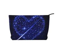 Shooting Star Heart - Trousse per trucchi in velluto a coste, versatile, con cerniera, per uso quotidiano e organizer da viaggio, Nero , Taglia unica