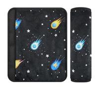 Shooting Stars Cartoon Black Sky - Confezione da 2 coperture per cintura di sicurezza, per maggiore comfort, per cinture di sicurezza, per aereo, berlina, zaino, 25,4 x 19,6 cm, accessori per carro
