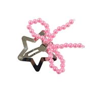SHOOYIO Fermaglio per capelli con perle finte a forma di fiocco, elegante, in metallo, accessorio delicato per capelli, decorazione per capelli da donna