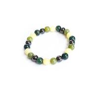 SHOP-STORY - LUCKY BRACCIALE: Bracciale con perle in pietre naturali citrino, agata, giada ed ematite, Taglia unica, Pietra Pietra giada