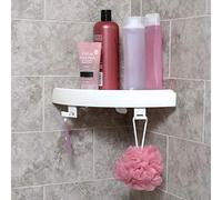 SHOP-STORY - Mensola angolare con pulsante senza forare 24,5 x 4,5 x 24,5 cm per bagno e altri