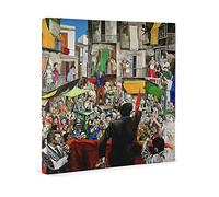 ShopArt Fine Art Prints Quadro - Renato Guttuso, Comizio di Quartiere - Stampa su Tela - Riproduzione Artigianale Digitalizzata - Pronto da Appendere, 50x50 cm